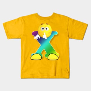 Letter X Alphabet Smiley Monogram Face Emoji Shirt for Men Women Kids Kids T-Shirt